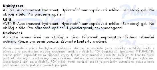 AVENE Autobronzant hydratant 100ml-samoopal.mlko
