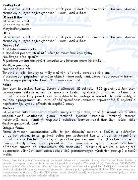 JAMIESON Glukosamin Chondroitin MSM 1300mg tbl.120