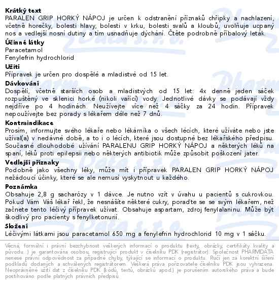 Paralen Grip horký nápoj Citrón 12 sáčků