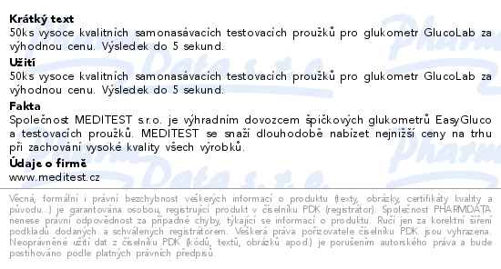 GlucoLab Testovaci prouzky pro glukometr 50ks