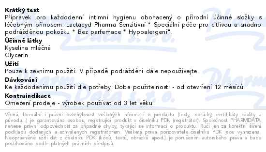 Lactacyd Pharma Senzitivní 250ml