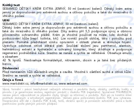 SEBAMED Dětský krém extra jemný 50ml cestovní bal.