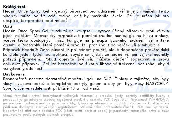 Hedrin Once Spray Gel 100ml