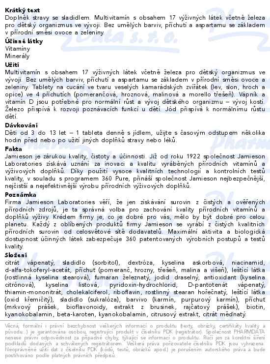 JAMIESON Kids Multivitamin 60 cucacích tablet