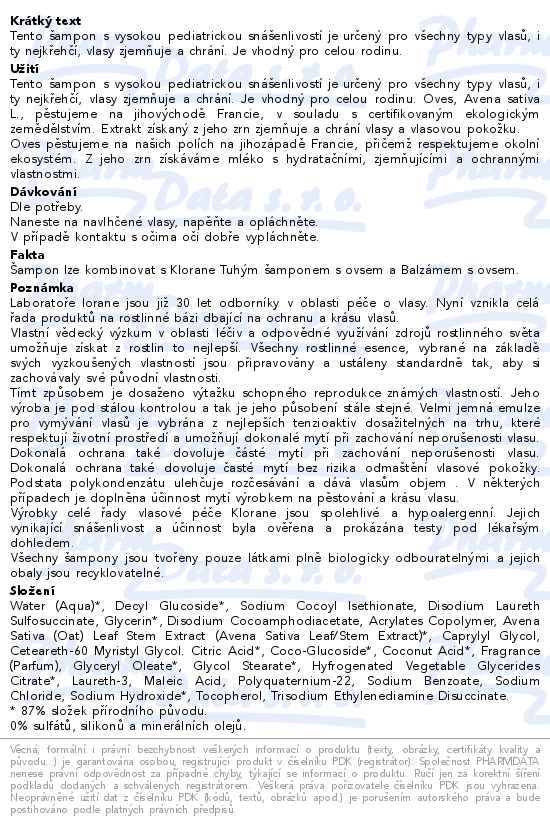 KLORANE Šampon oves 400ml