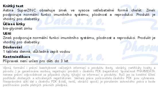 Astina Superzinc Chelát 90 tablet