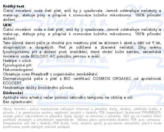 A-DERMA BIOLOGY AC Čisticí micelární voda 200ml