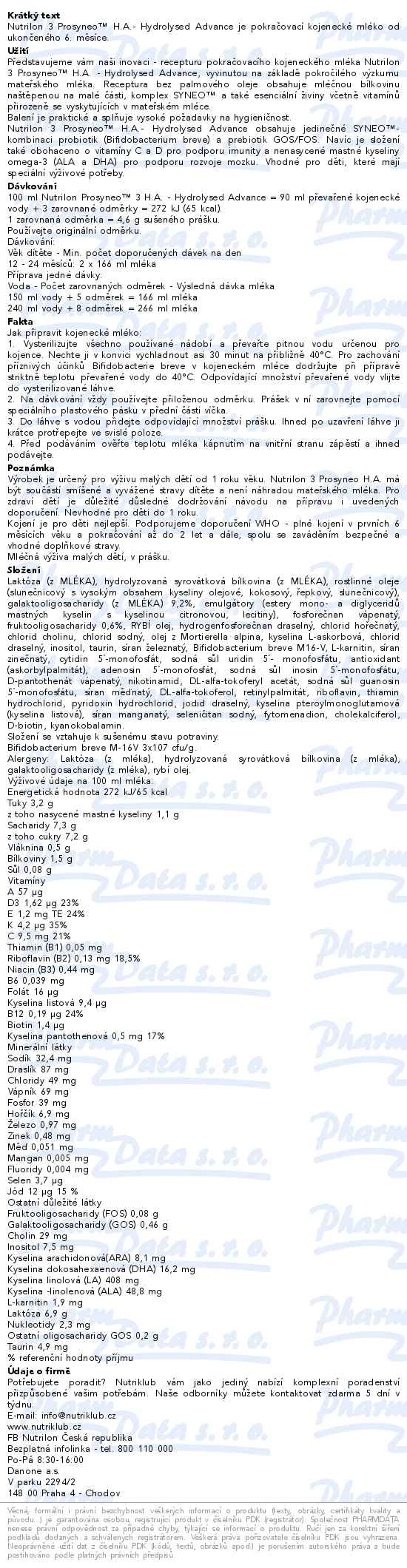 Nutrilon Prosyneo 3 H.A. 800g