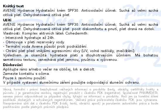 AVENE Hydrance Hydratan krm SPF30 40ml