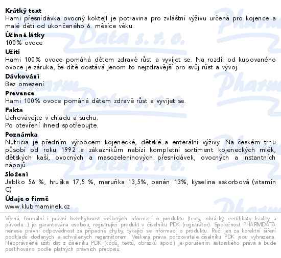 Hami 100% ovoce ovocný koktejl 4x100 g