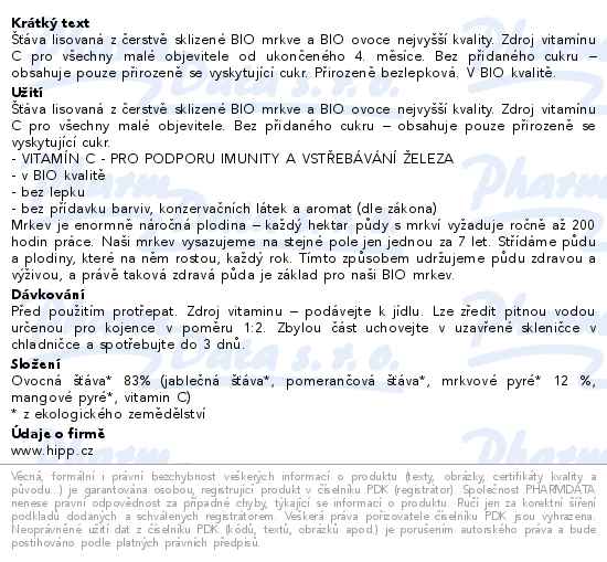 HiPP 100% BIO JUICE Ovocná šťáva s karotkou 330ml