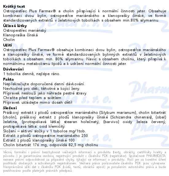 Ostropestřec Plus Farmax 30 tobolek