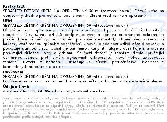 SEBAMED Dětský krém na opruzeniny 50ml cestov.bal.