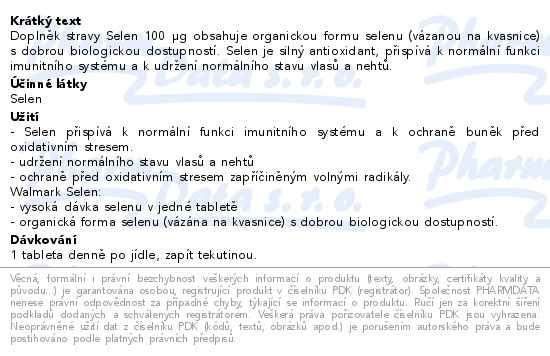 Walmark Selen 100mcg 90 tablet