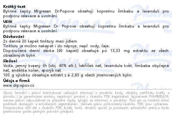 Dr.Popov Kapky bylinn Migresan 50ml
