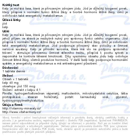 VitaHarmony Jód z kelpu 150mcg tbl.90