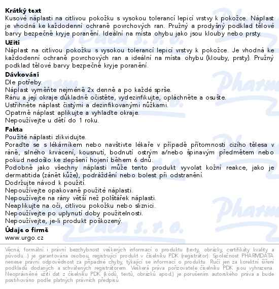 URGO SENSITIVE Citlivá pokožka náplast 20ks