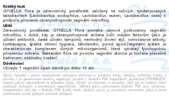 GYNELLA Flora 10 vaginálních čípků