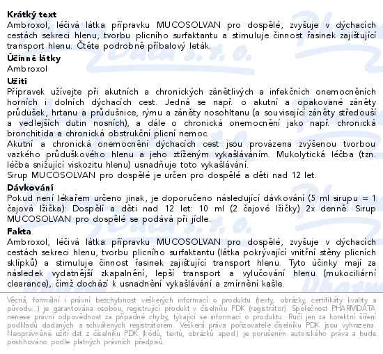 Mucosolvan pro dospělé sirup 100ml