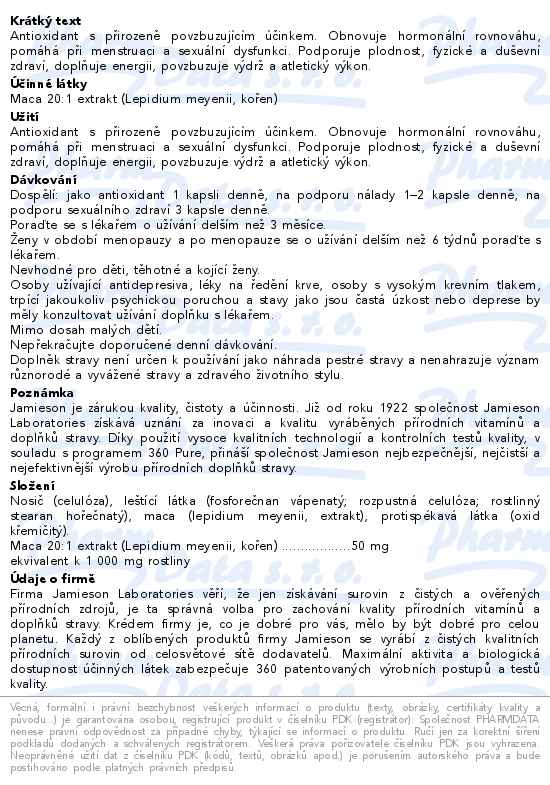 JAMIESON Maca 1000mg 45 kapslí