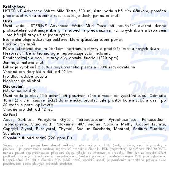 Listerine ADVANCED White Mild Taste 500ml