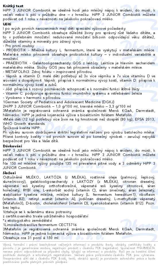 HiPP 3 Junior Combiotik první zoubky 500g