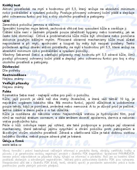 SEBAMED Mycí emulze na obličej a tělo 400ml