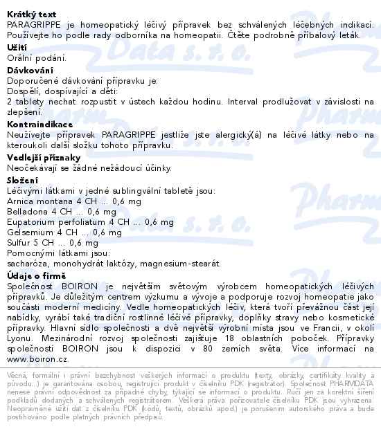 Boiron Paragrippe 60 tablet