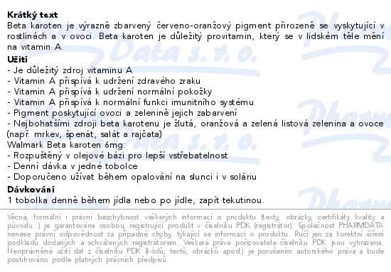 Walmark Beta karoten 6mg 90 tobolek