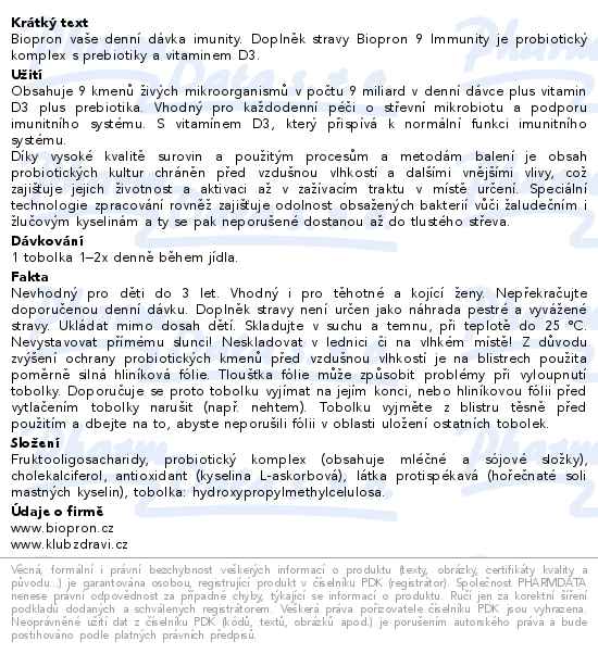 Biopron Imunita probiotika + vitamin D tob.30