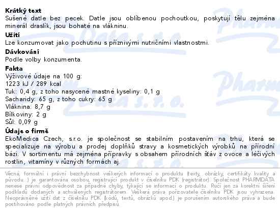 Datle sušené 1000g EkoMedica