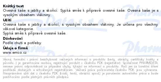 EMCO Ovesná kaše s jablky a skořicí 5x55g