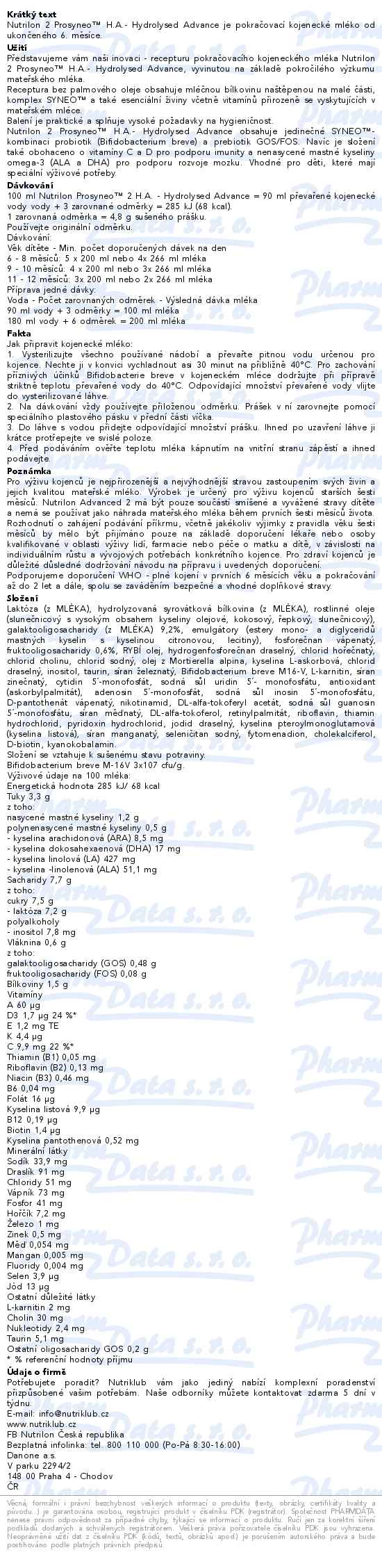 Nutrilon Prosyneo 2 H.A. 800g