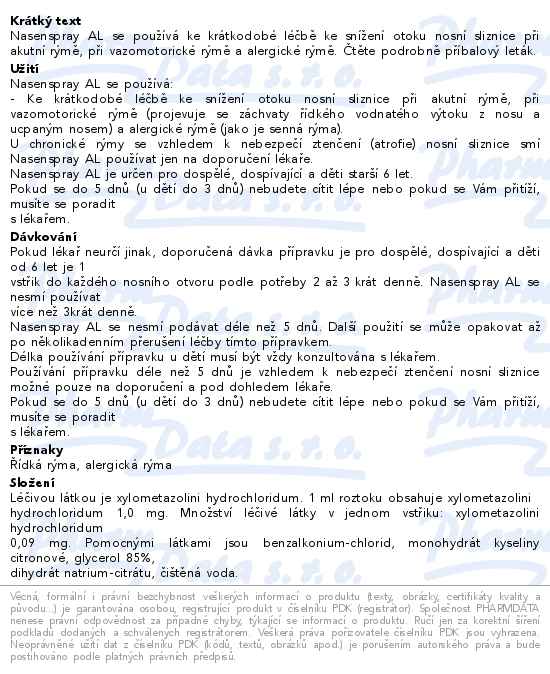 Nasenspray AL 10mg nosní sprej 10ml