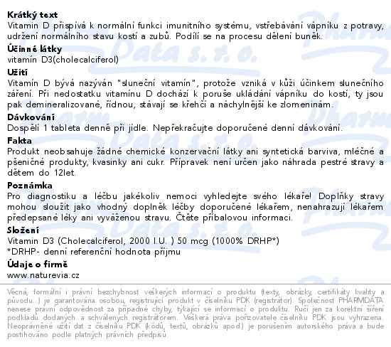 NatureVia Vitamin D3-Efekt 2000 IU 90 tablet