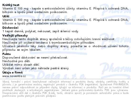 Noventis Vitamín E 100mg 50 kapslí