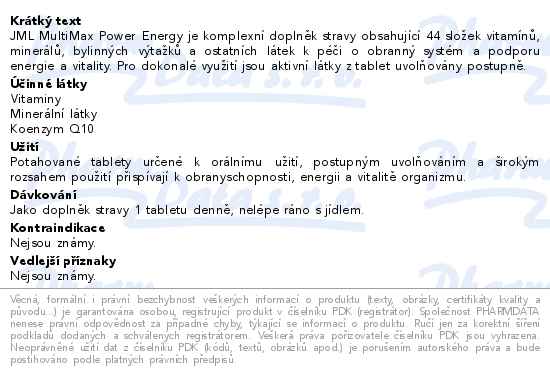 JML MultiMax Power Energy 44 složek  100 tablet