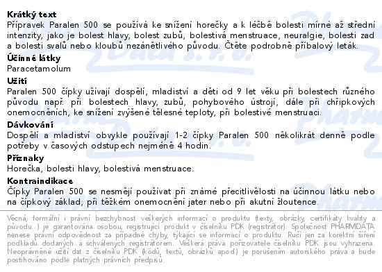 Paralen 500mg 5 čípků