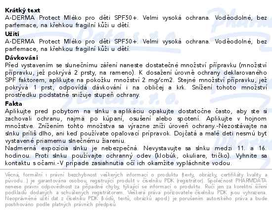 A-Derma Protect opal. mléko pro děti SPF50+ 250 ml