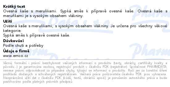 EMCO Ovesná kaše s meruňkami 5x55g