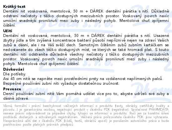 DENTÁLNÍ NIT VOSKOVANÁ MENTOLOVÁ 50M PROFI-CARE