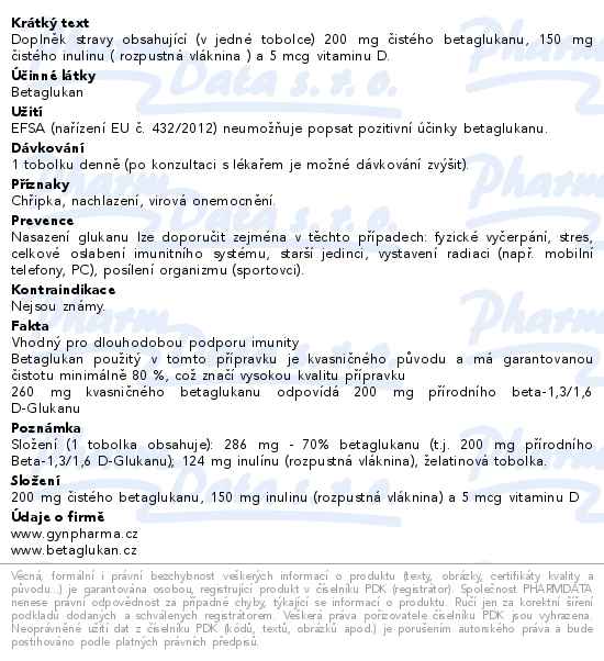 Betaglukan IMU 200mg 60 tobolek