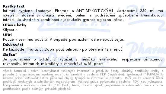 Lactacyd Pharma Antimykotický 250ml