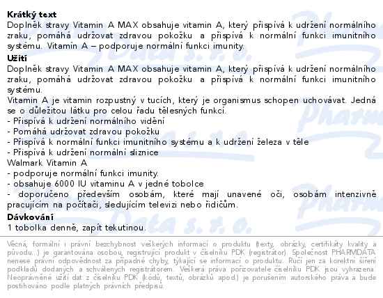 Walmark Vitamin A MAX 32 tobolek