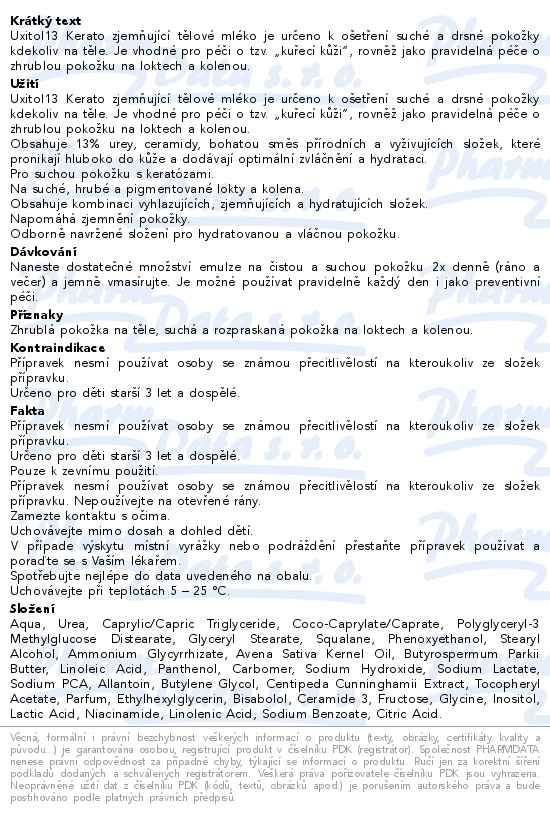 Uxitol 13 Kerato zjemňující tělové mléko 250ml