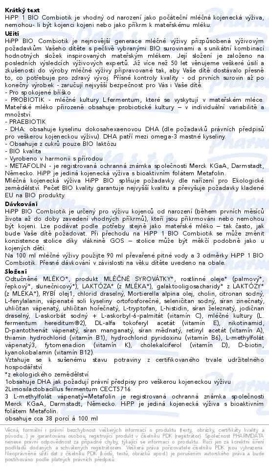 HiPP 1 Combiotik pro spokojené bříško BIO 500g