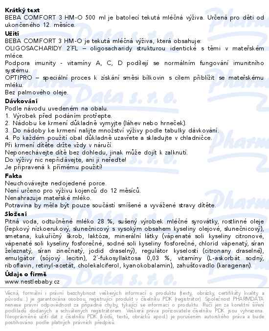 BEBA Comfort 3 HM-O tekutá 500ml