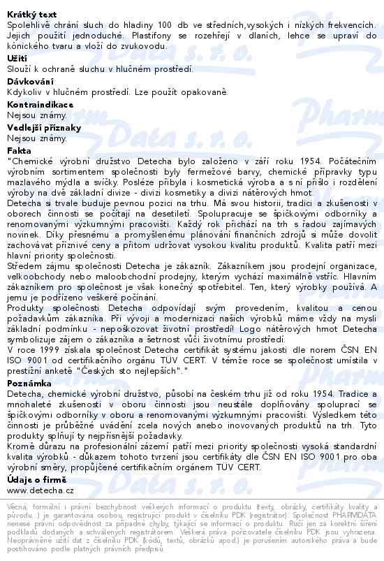 Chránič sluchu Plastifon-malý 1pár