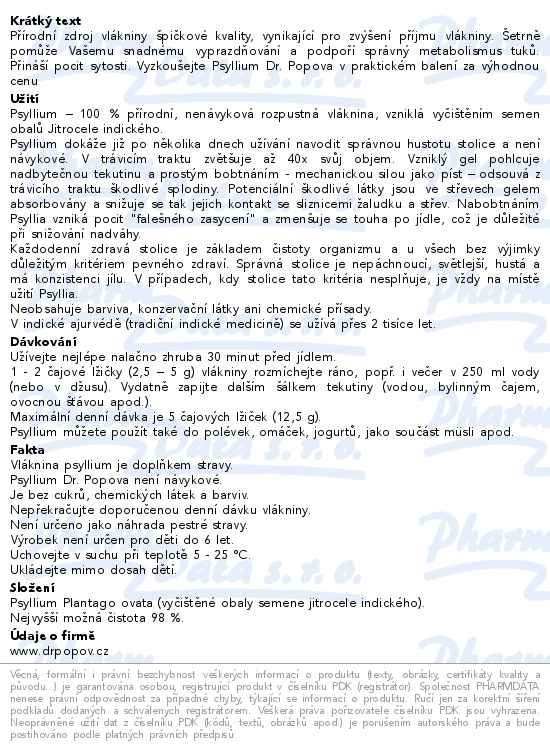 Psyllium indická rozpustná vláknina 240g Dr.Popov