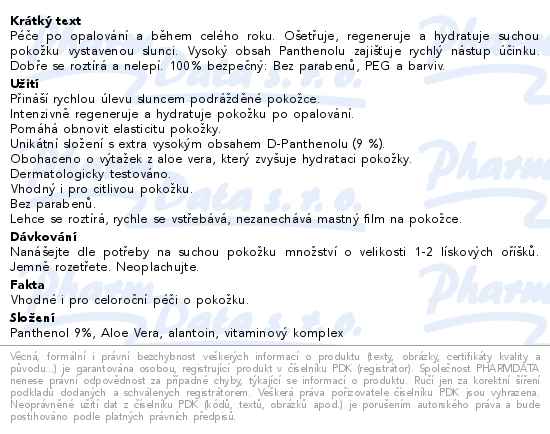 Panthenol Omega tělové mléko Aloe Vera 9%